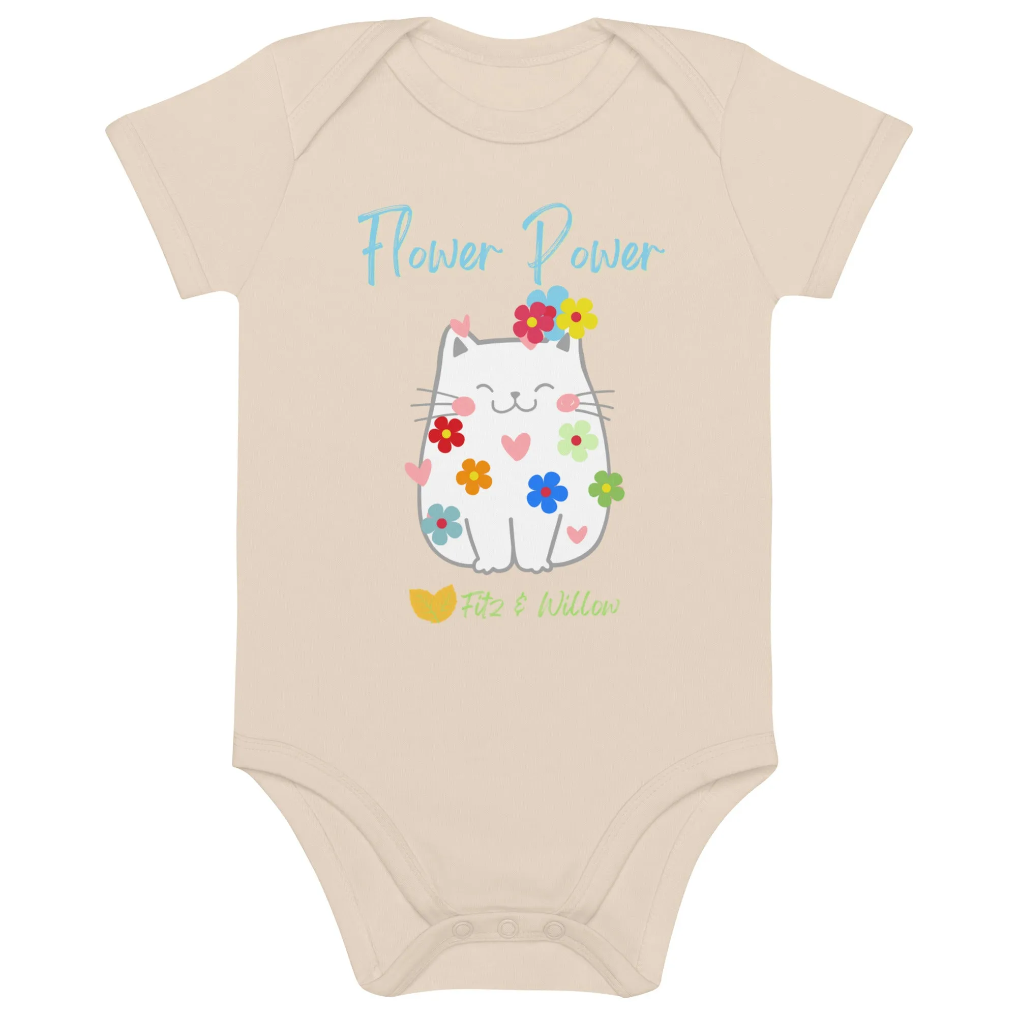Organic cotton baby bodysuit, Flower Power