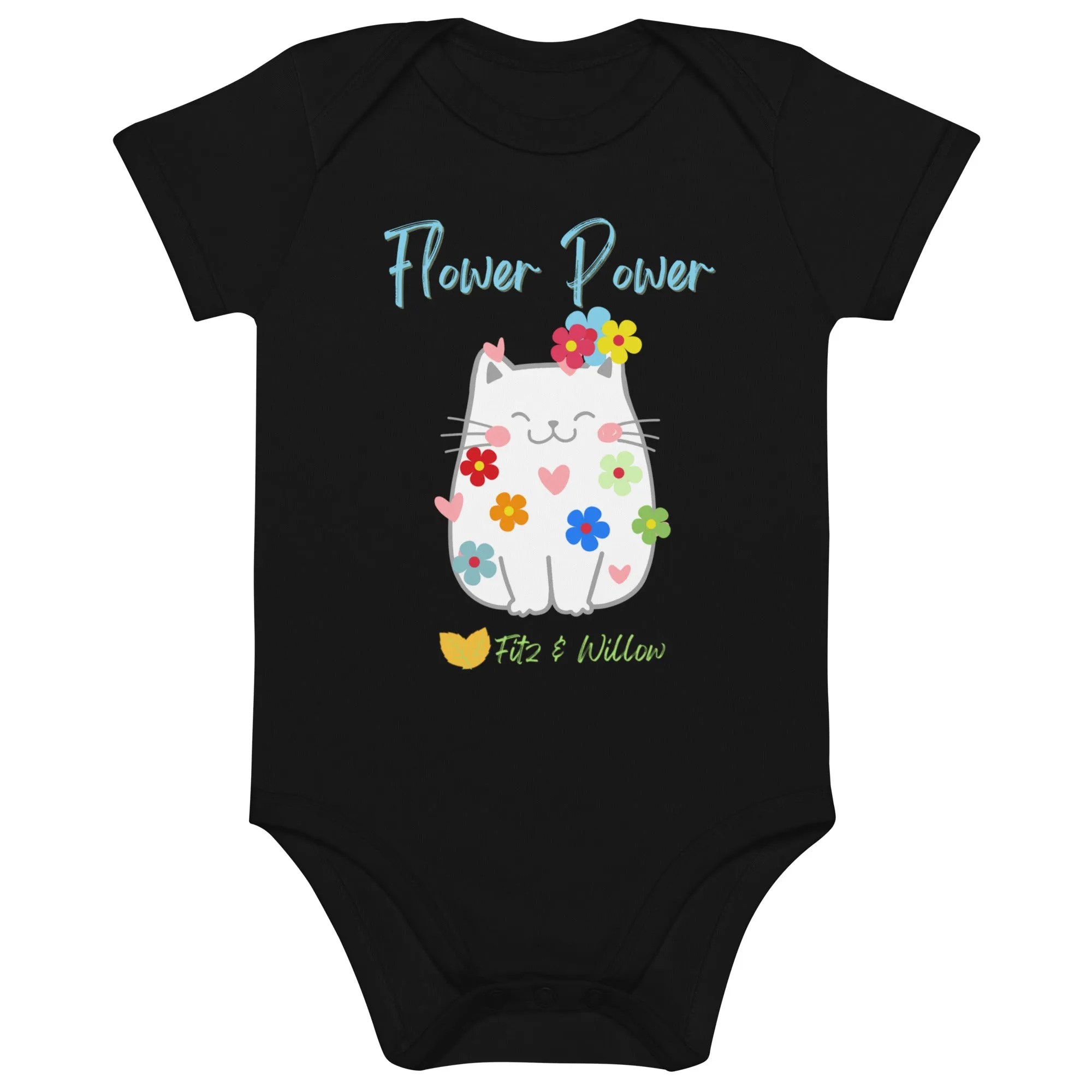 Organic cotton baby bodysuit, Flower Power