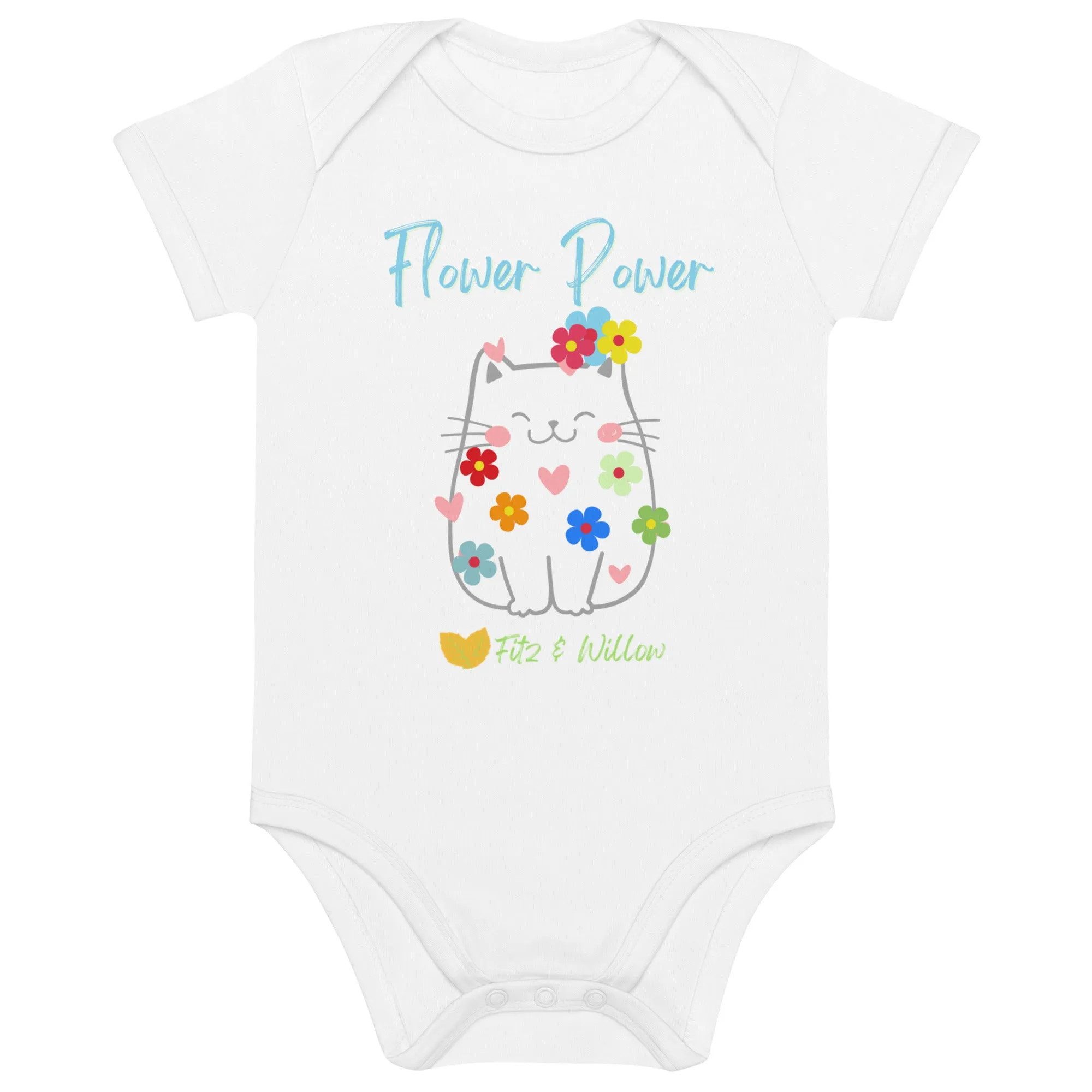 Organic cotton baby bodysuit, Flower Power