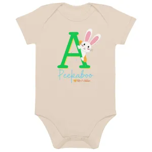 Organic cotton baby bodysuit, Letter A - Fitz & willow