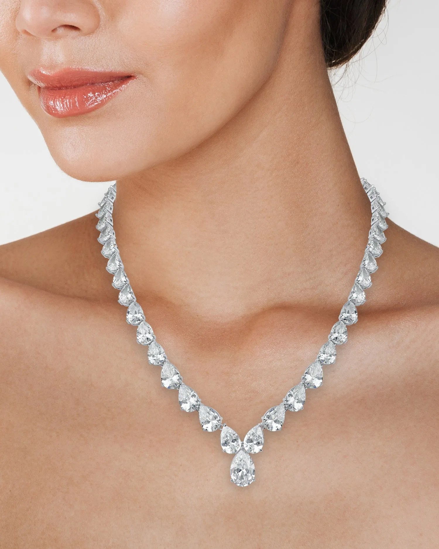 Pear CZ Statement Necklace