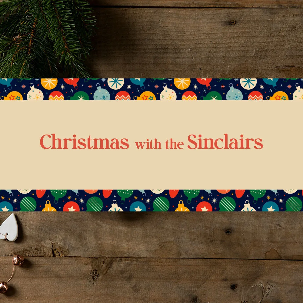Personalised Table Runner - Retro Baubles