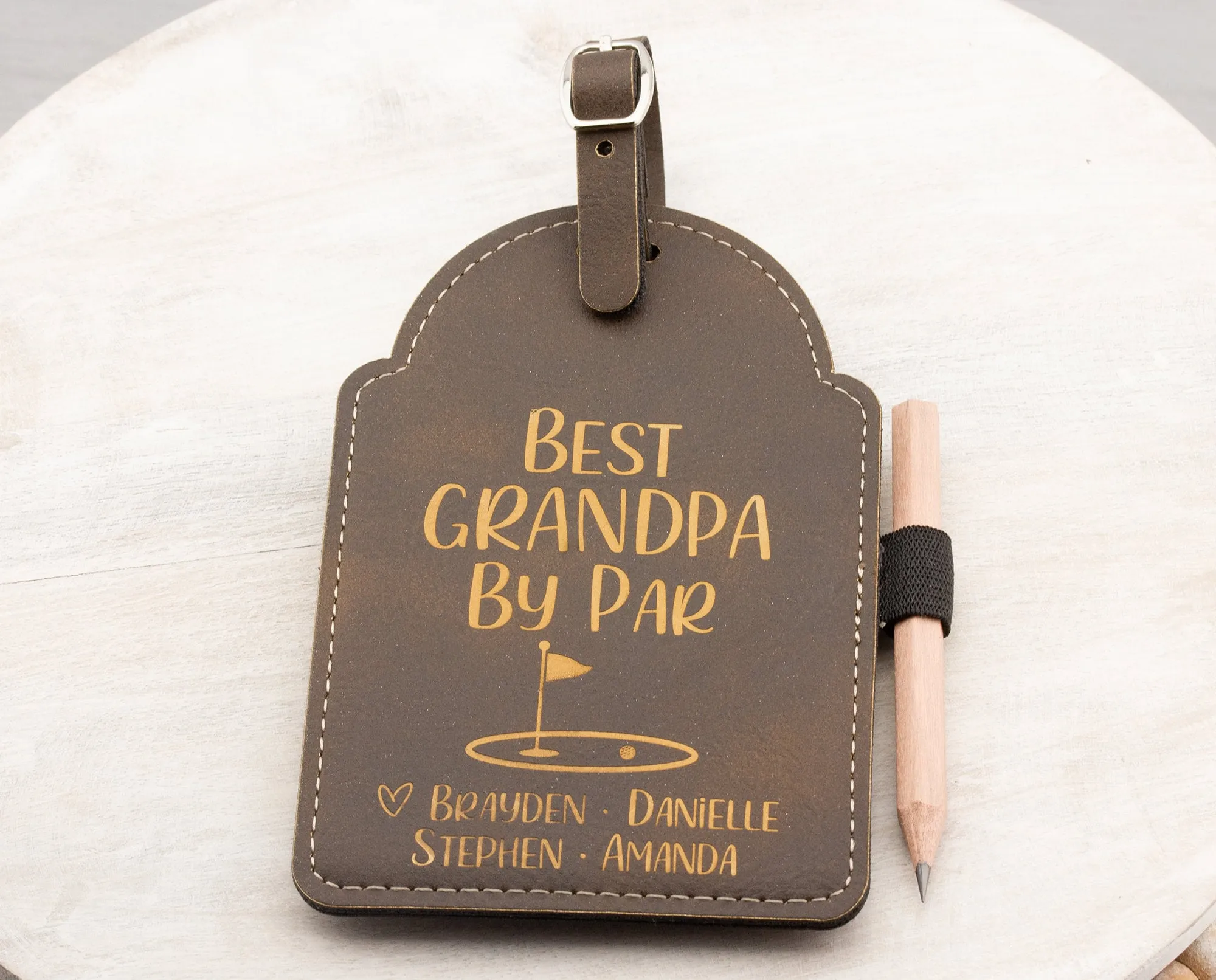 Personalized Golf Bag Tag Tee Holder with Pencil