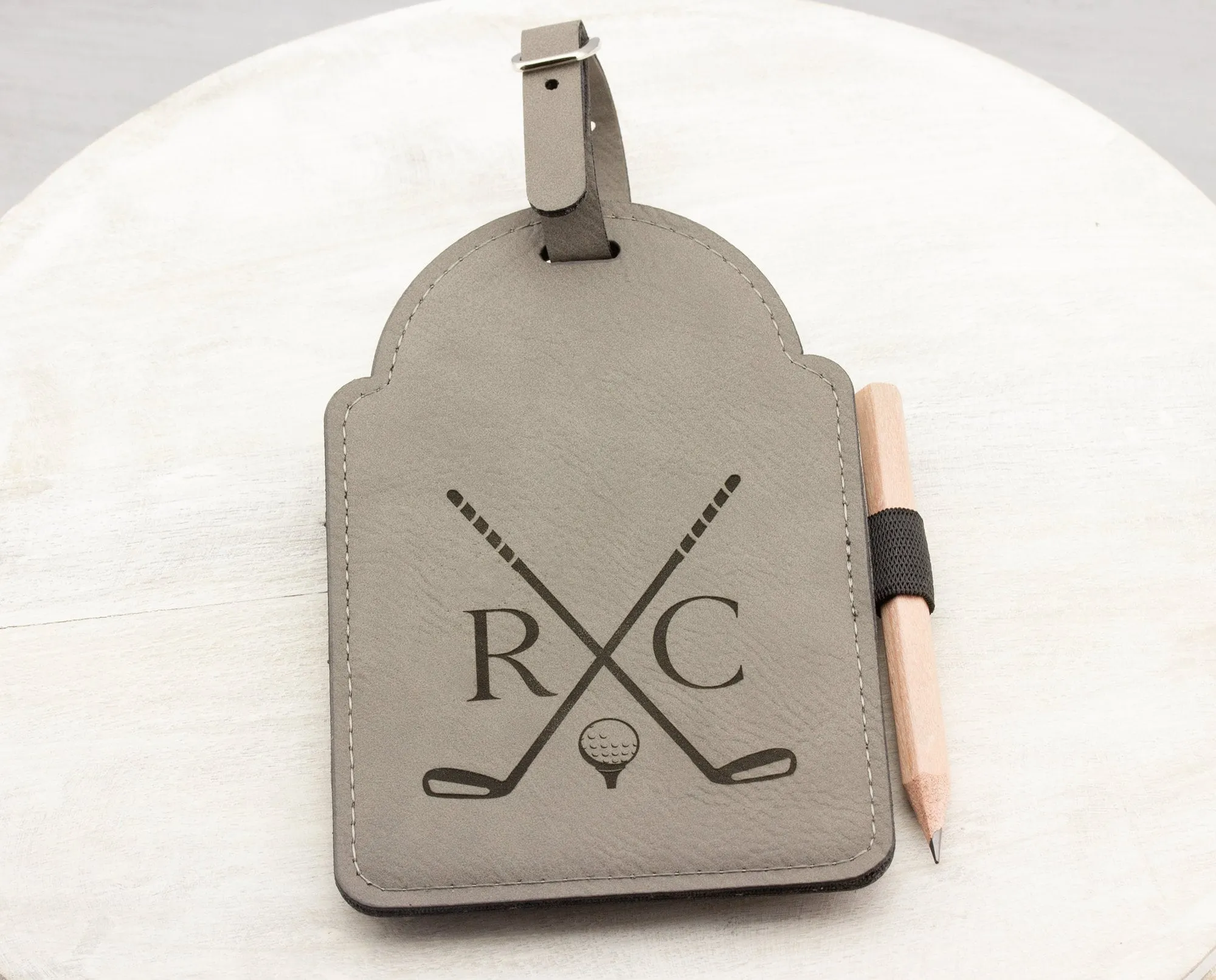 Personalized Golf Bag Tag Tee Holder with Pencil
