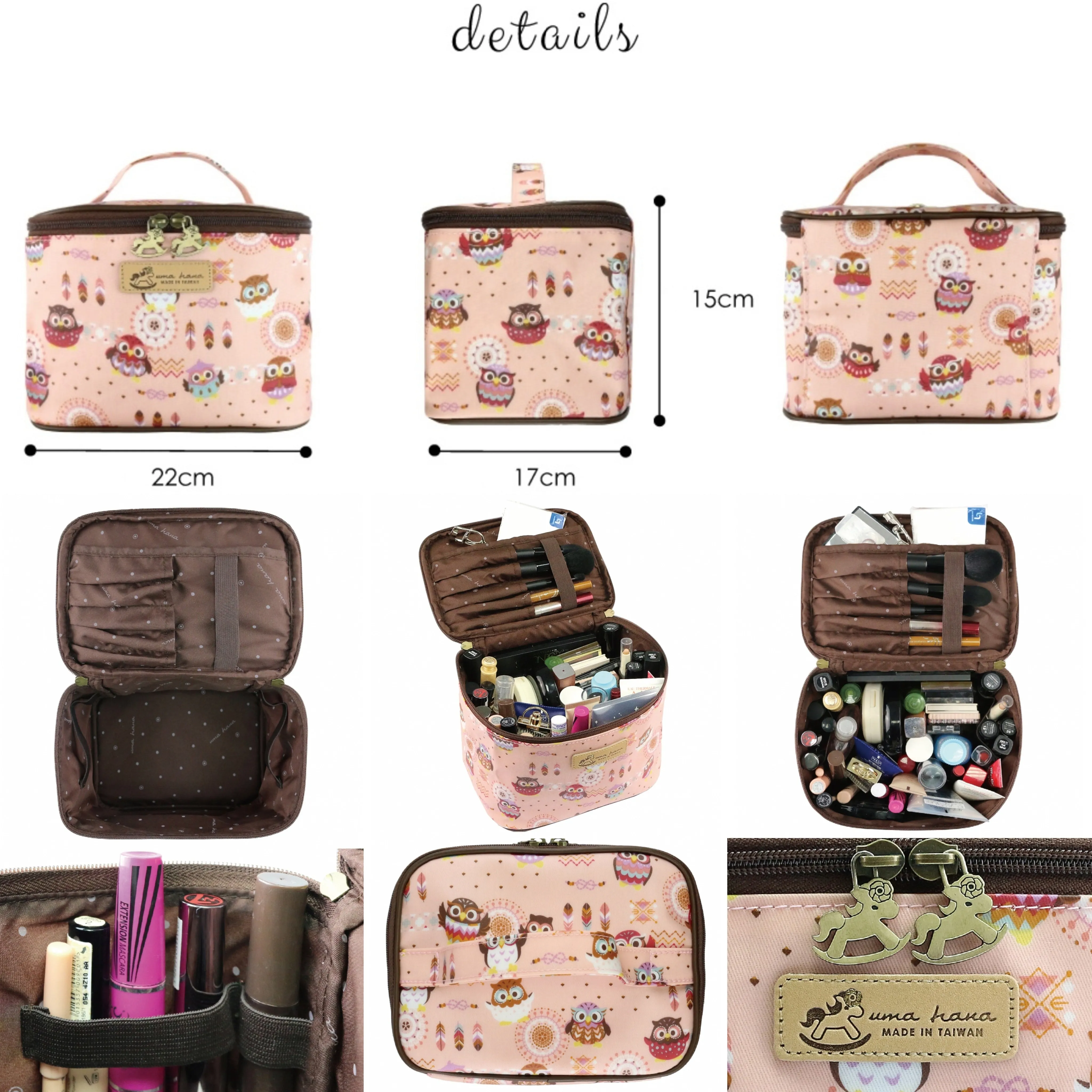 Pink Cactus Travel Cosmetic Bag