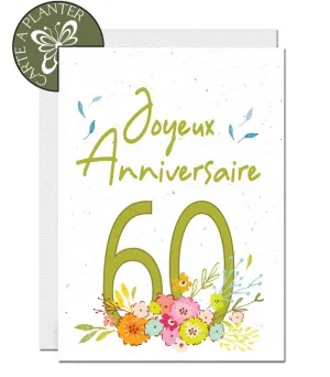 Plantable Birthday Card - 60th - Flower Bouquet