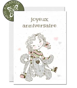 Plantable Birthday Card - Girl with her Dog