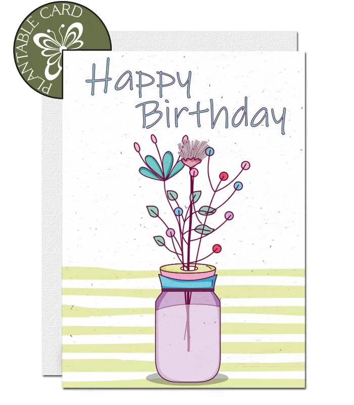 Plantable Birthday Card - Jar of Flowers