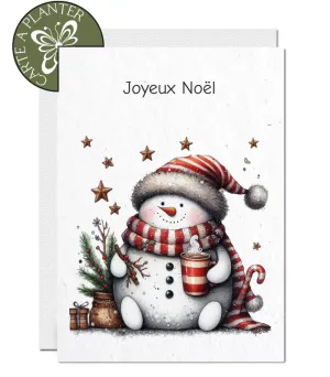 Plantable Christmas Card - Snowman with Hot Chocolate