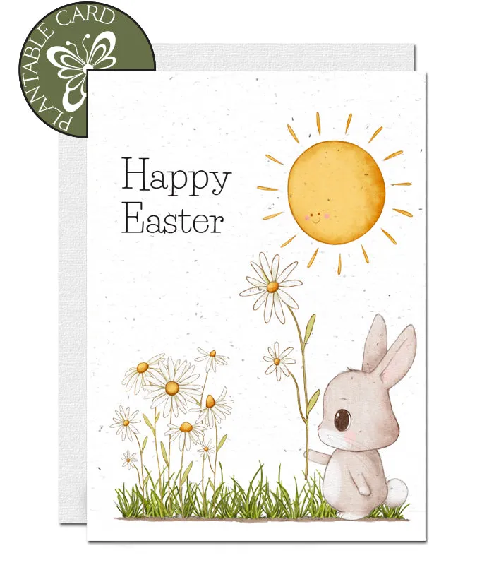 Plantable Easter Card - Rabbit with Flower