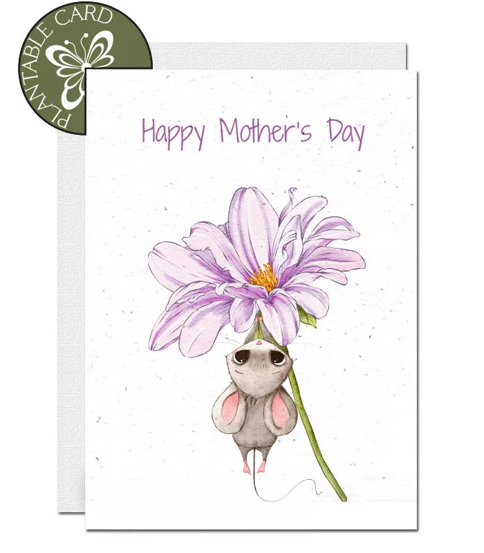 Plantable Mother's Day Card - Mouse & Flower