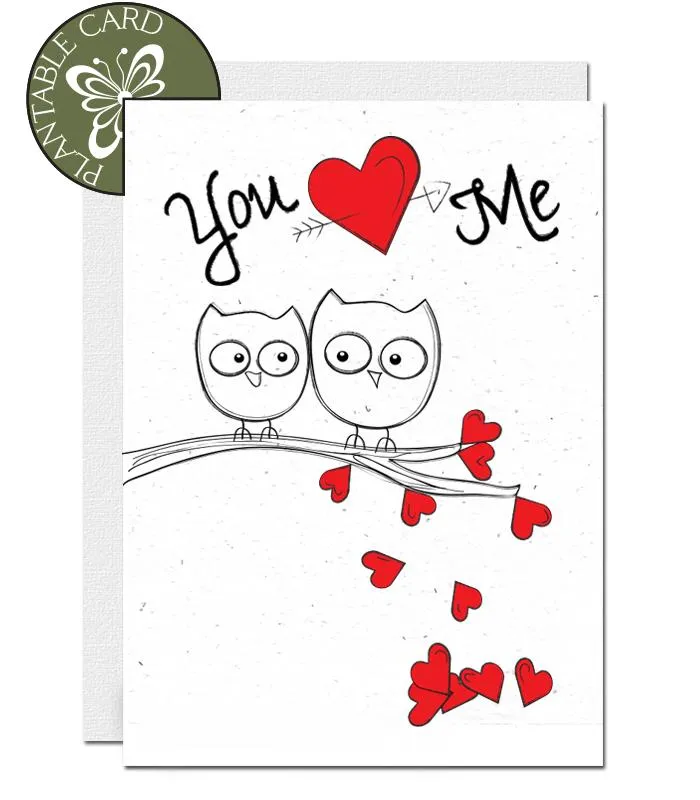 Plantable Valentines Day Card - Owls