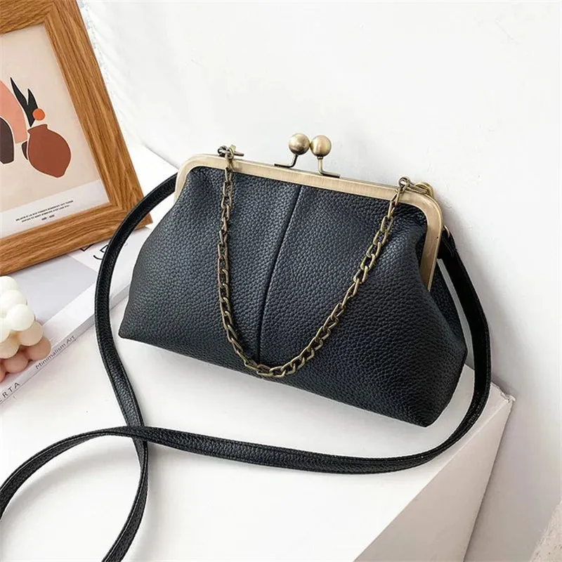 PU Shoulder Bag  Clip Clutch Retro Crossbody Bag