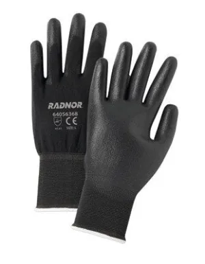 Radnor Large Black Economy Polyurethane Palm Coated Gloves With Seamless 13 Gauge Nylon Knit Liner