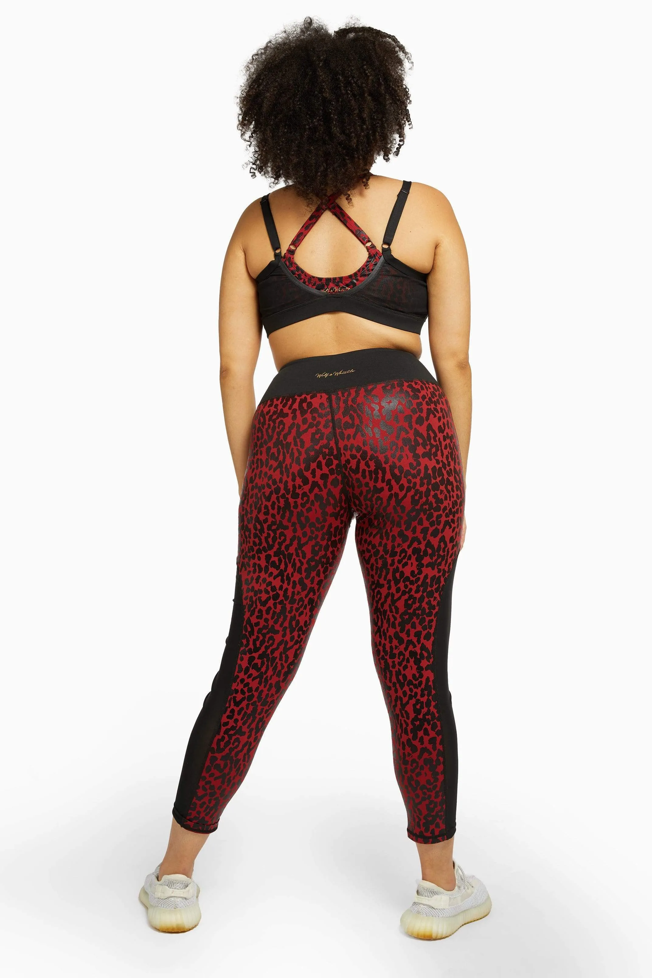 Red and Black Leopard Wet look Sport Bra Curve