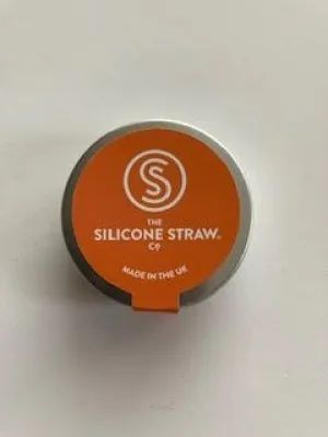 Reuseable Silicone Straw In Travel Tin -Orange