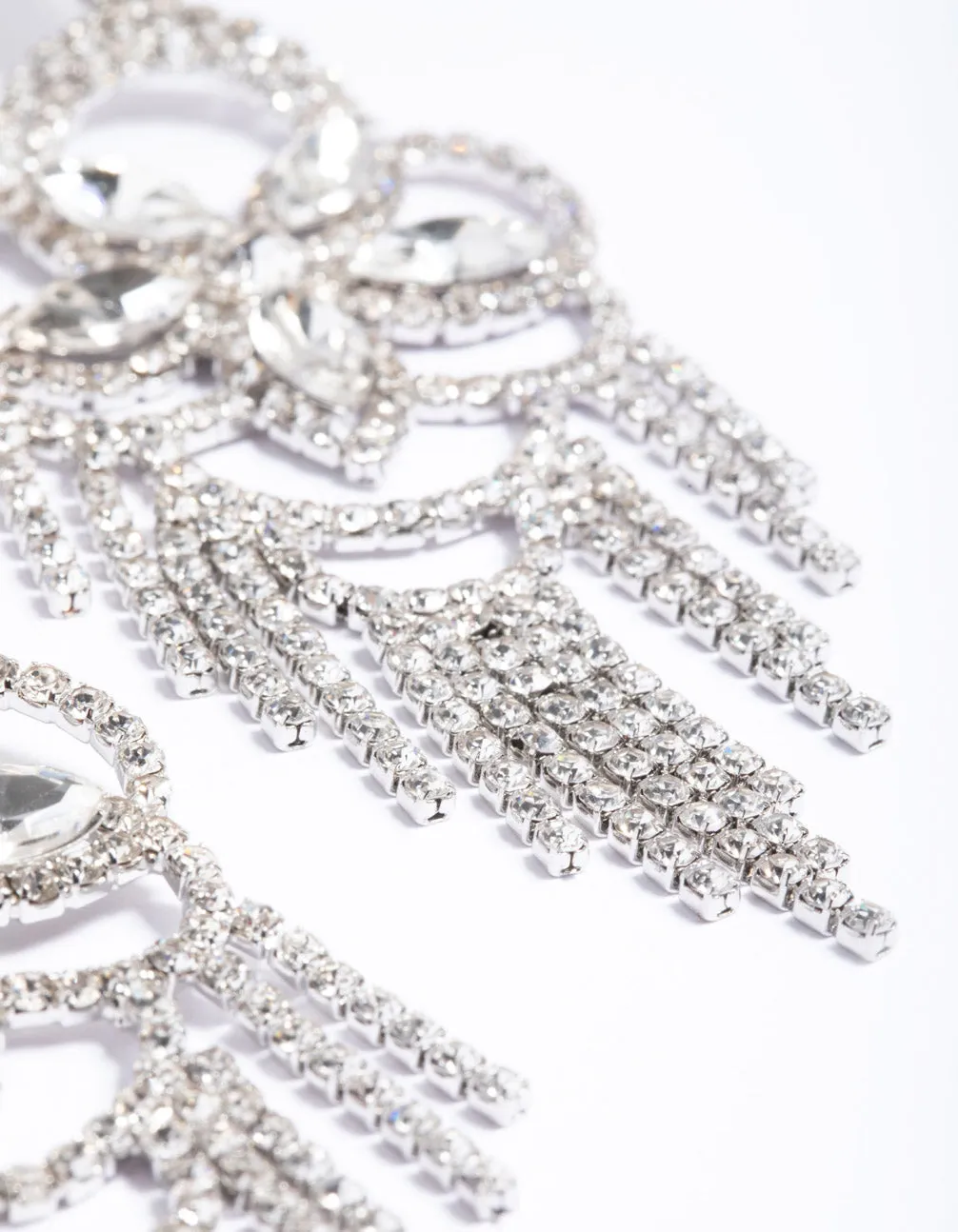 Rhodium Statement Glam Drop Earrings