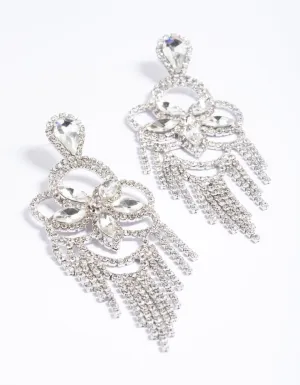 Rhodium Statement Glam Drop Earrings