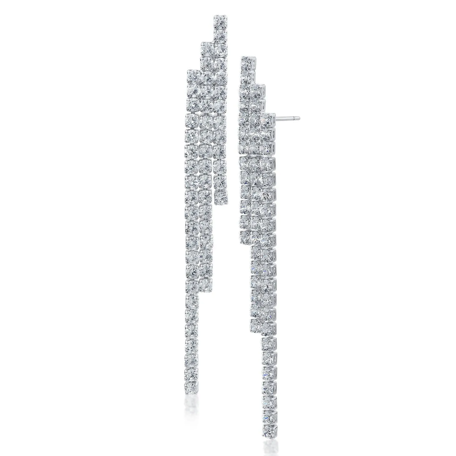 Round CZ Triple Row Earrings