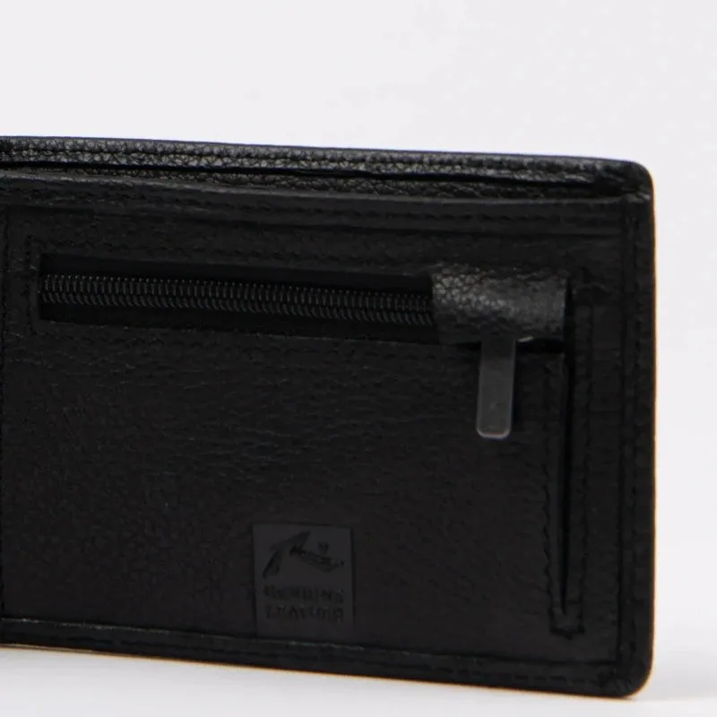 Rusty Busted Leather Wallet - Black