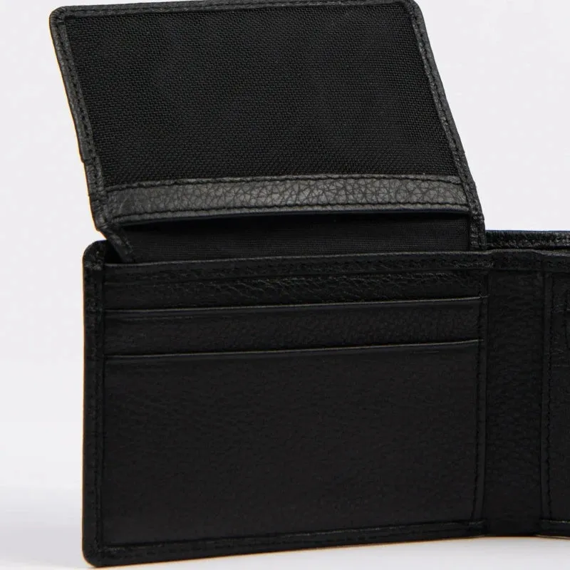 Rusty Busted Leather Wallet - Black