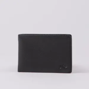 Rusty Busted Leather Wallet - Black