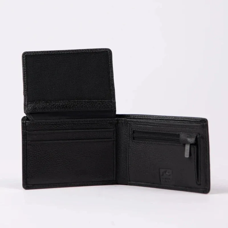 Rusty Busted Leather Wallet - Black
