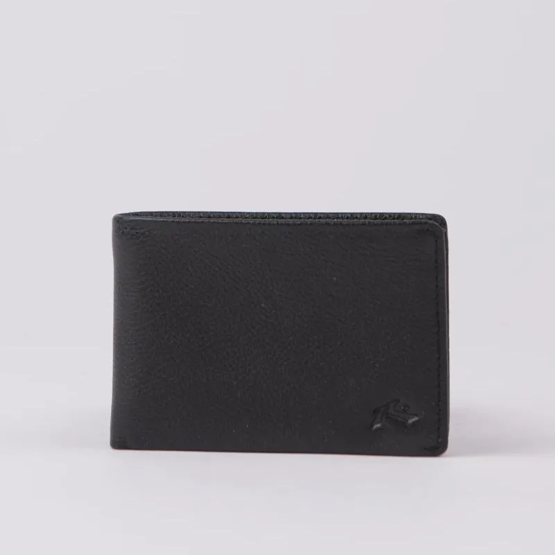 Rusty Busted Leather Wallet - Black