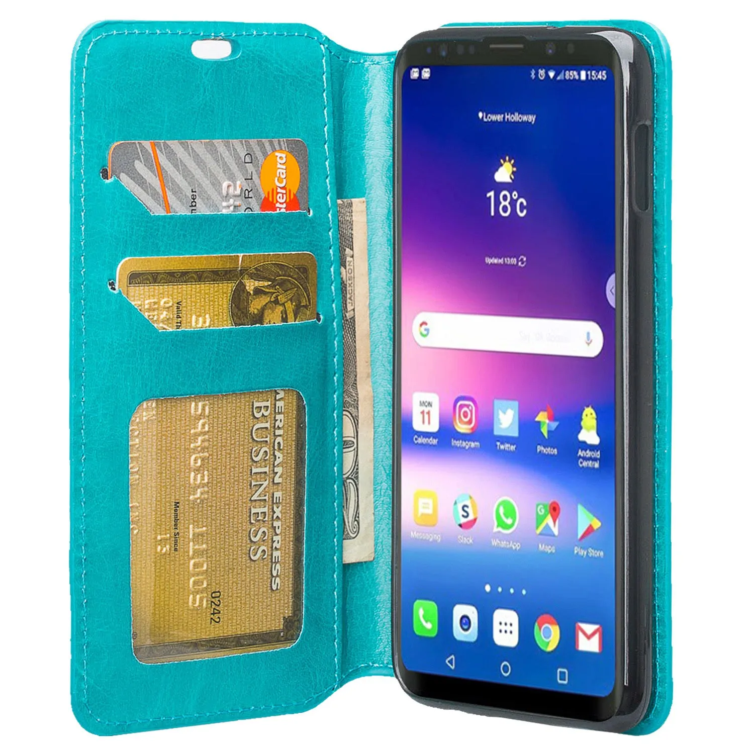 Samsung Galaxy S10e Case, Pu Leather Wallet Case [Kickstand] with ID & Credit Card Slots for Galaxy S10e - Teal