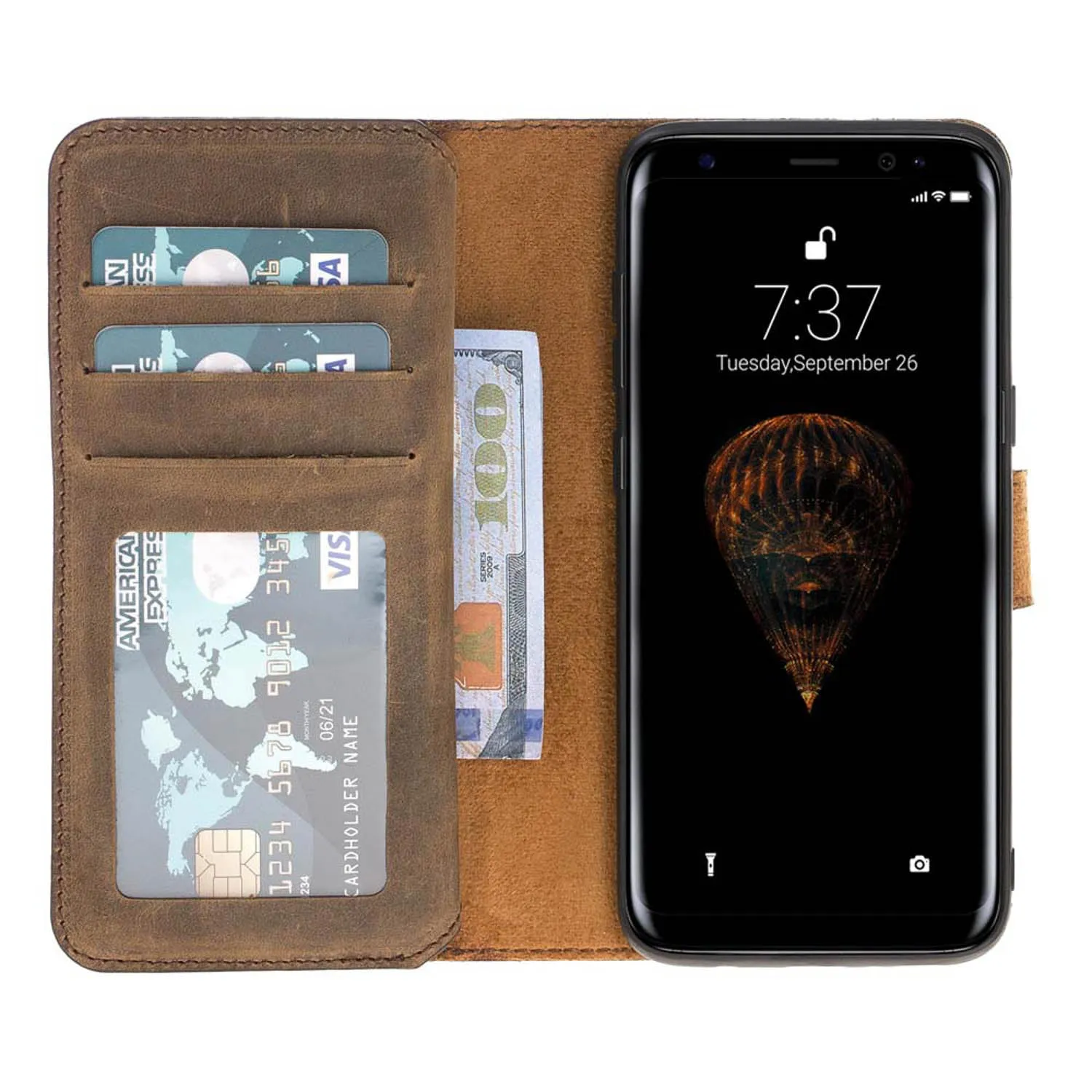 Samsung Galaxy S8 Dual Fold Magnetic Detachable Leather Wallet Case