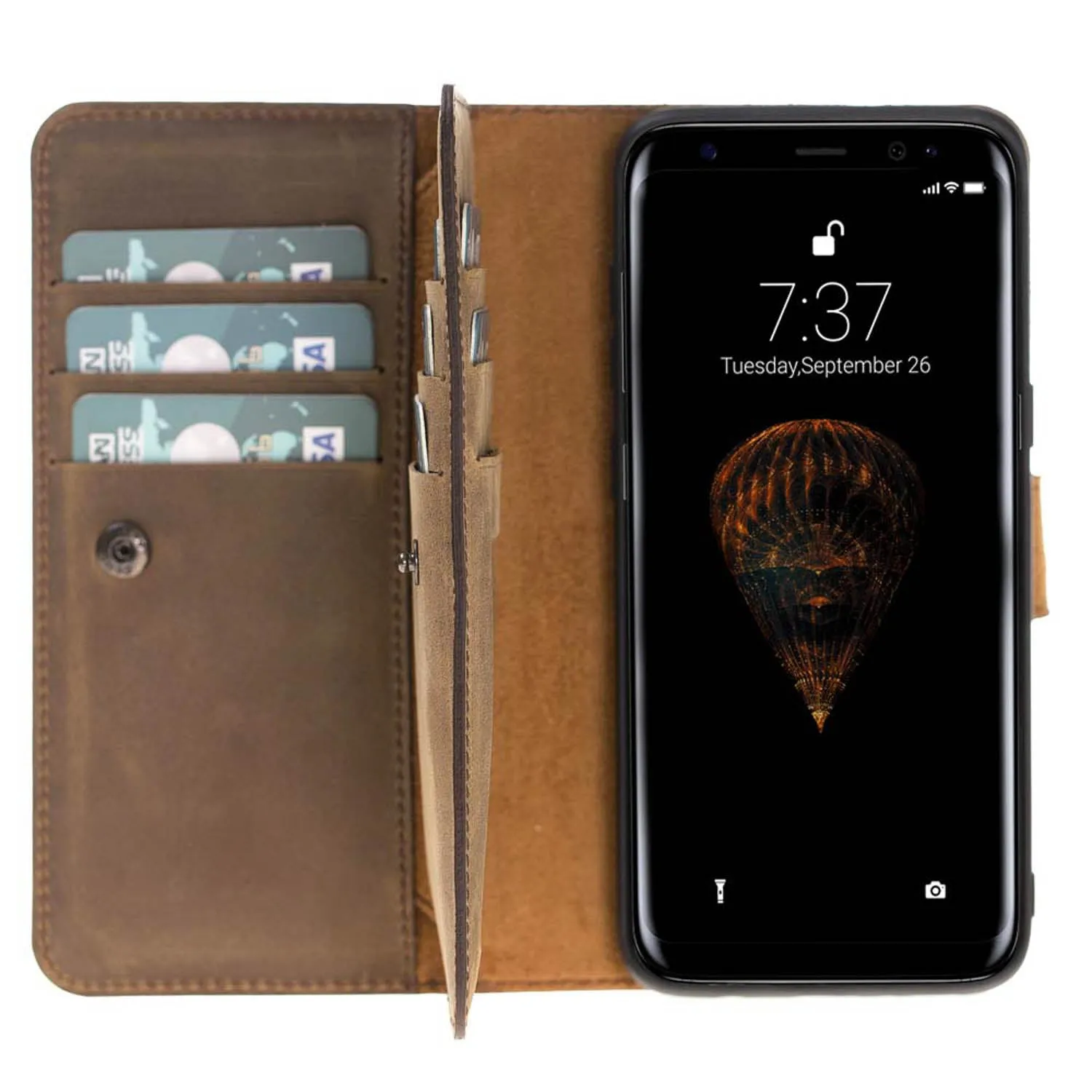Samsung Galaxy S8 Dual Fold Magnetic Detachable Leather Wallet Case