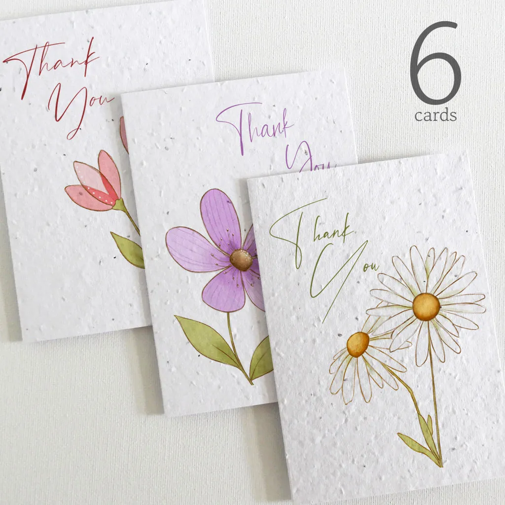 Set of 6 Plantable Thank You Cards - Botanical