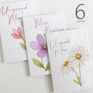 Set of 6 Plantable Thank You Cards - Botanical