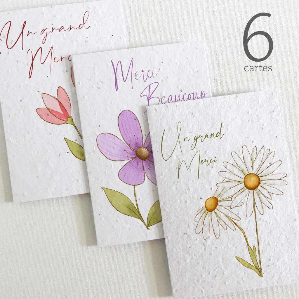 Set of 6 Plantable Thank You Cards - Botanical