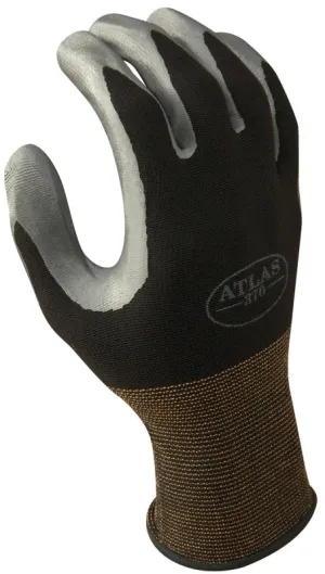 Showa 370BS-06.RT Protective Gloves, S, Knit Wrist Cuff, Nitrile, Black/Gray :PR: QUANTITY: 1