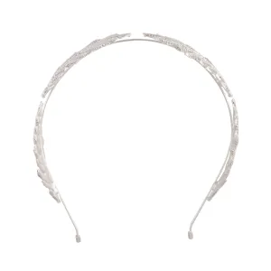 Silver Crystal Leaf Headband