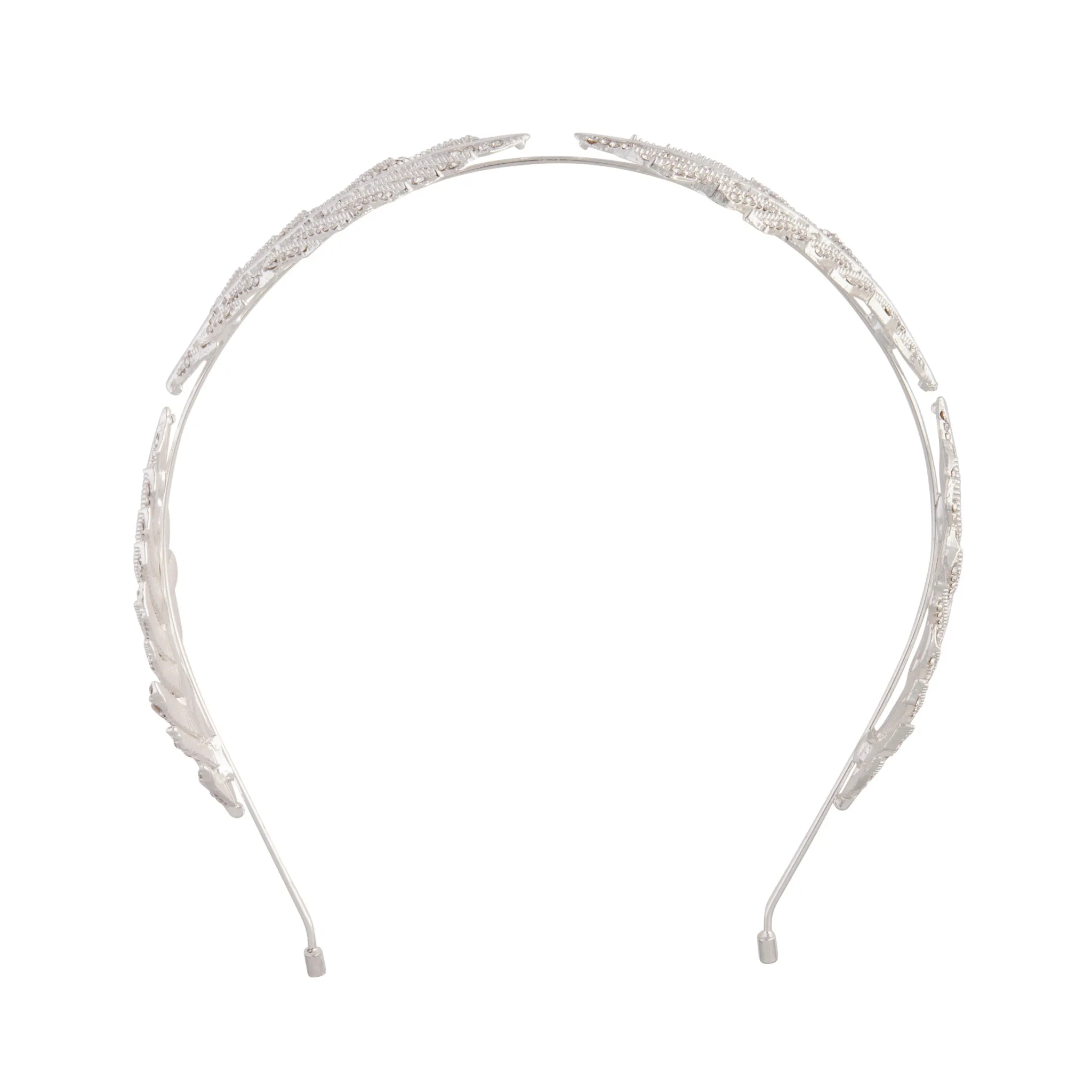 Silver Crystal Leaf Headband
