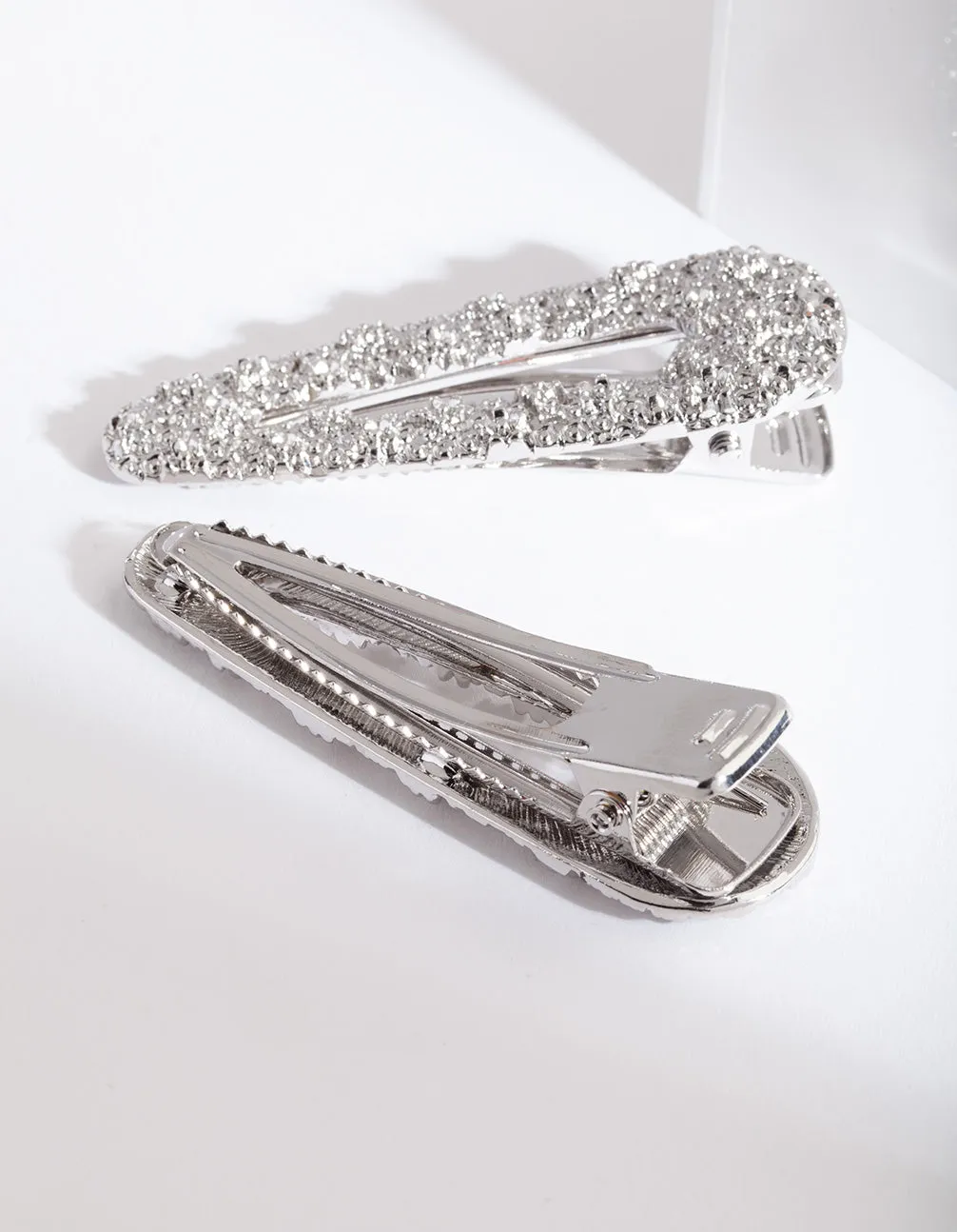 Silver Textured Classic Clip 2 Pack