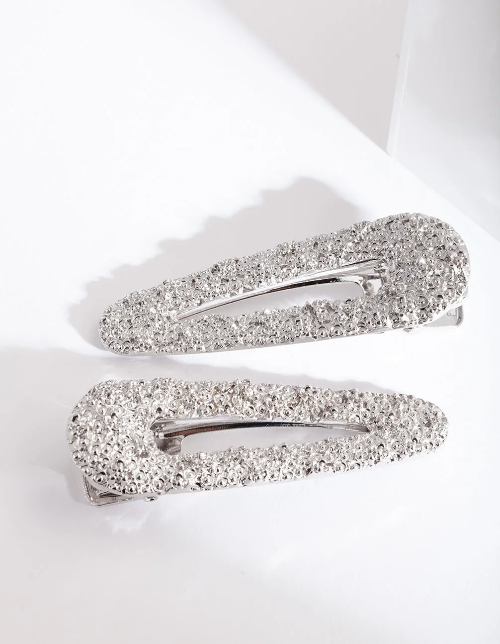 Silver Textured Classic Clip 2 Pack