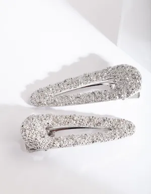 Silver Textured Classic Clip 2 Pack