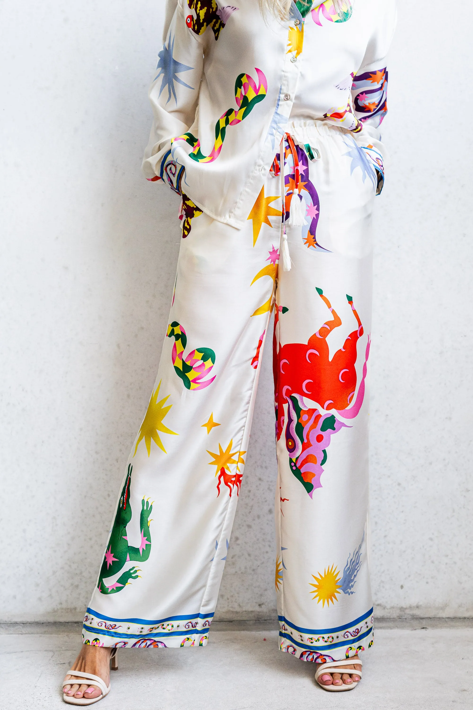 Siren Print Pant - Cream