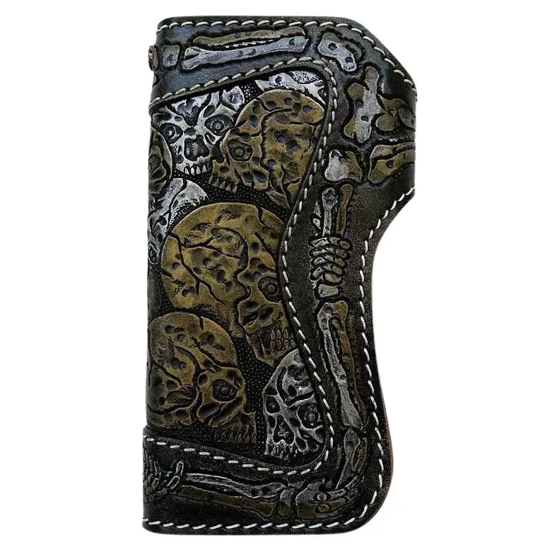 Skeleton Skull Genuine Leather Biker Wallet