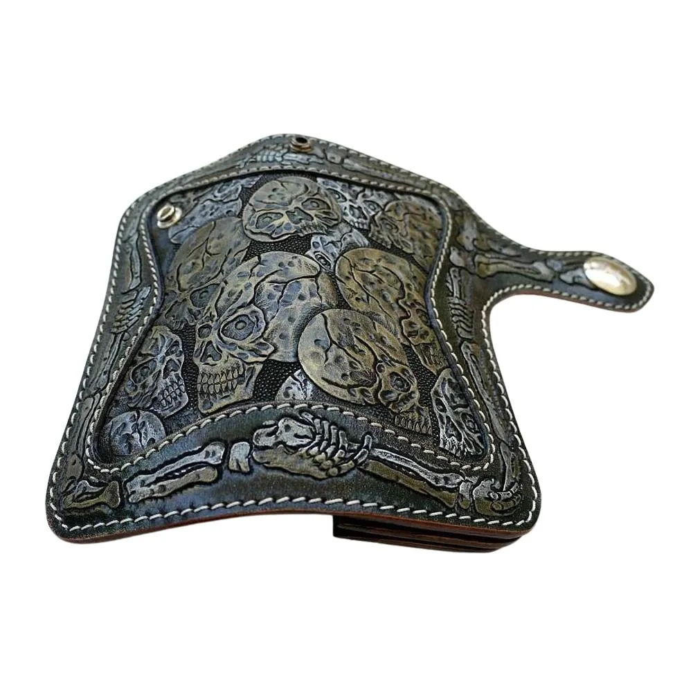 Skeleton Skull Genuine Leather Biker Wallet