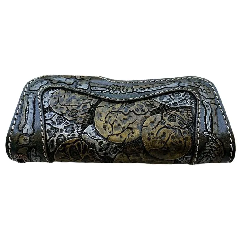 Skeleton Skull Genuine Leather Biker Wallet