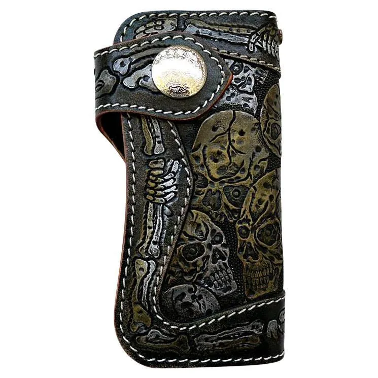Skeleton Skull Genuine Leather Biker Wallet