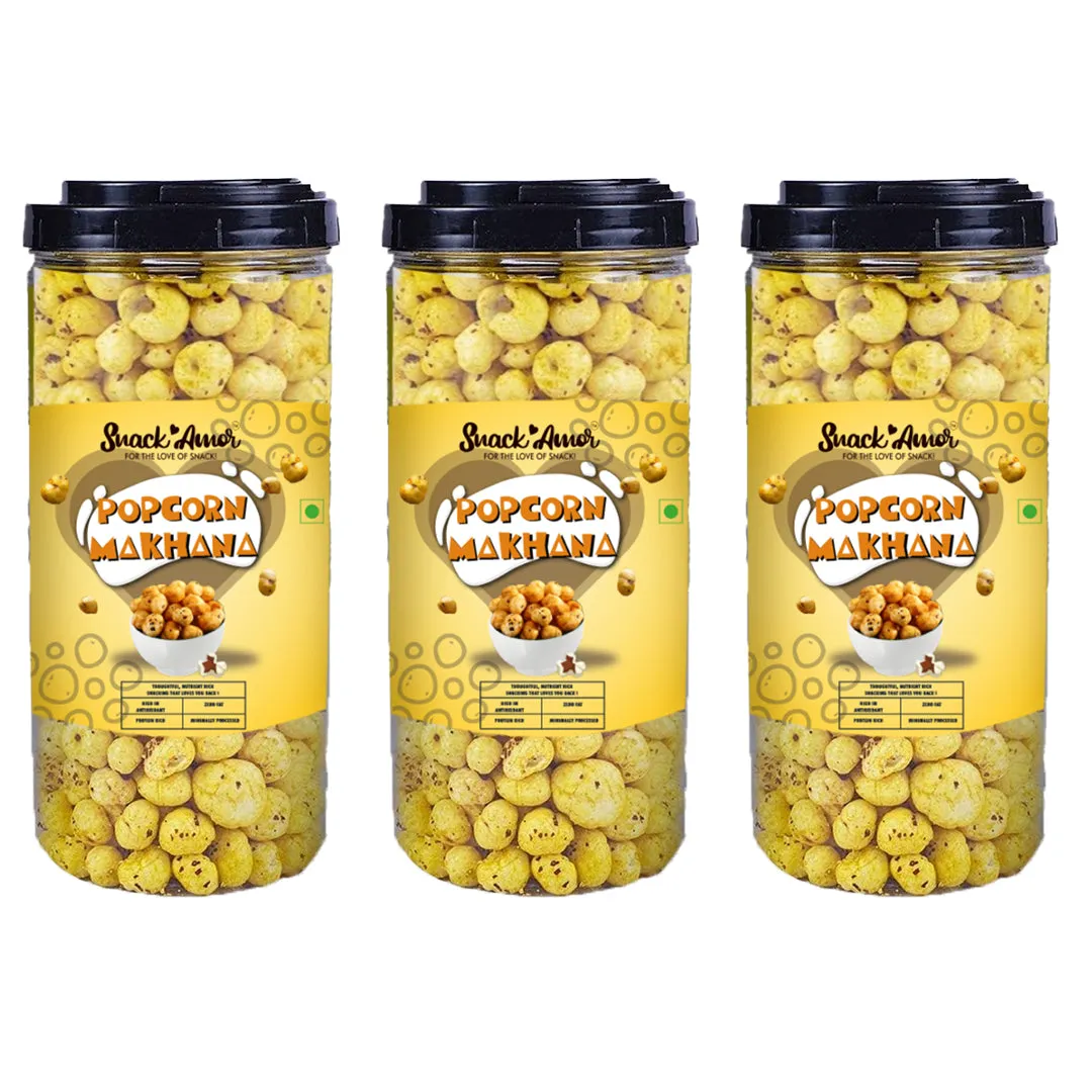 SnackAmor Crunchy Popcorn Makhana Jars - Desi Style (125g each)