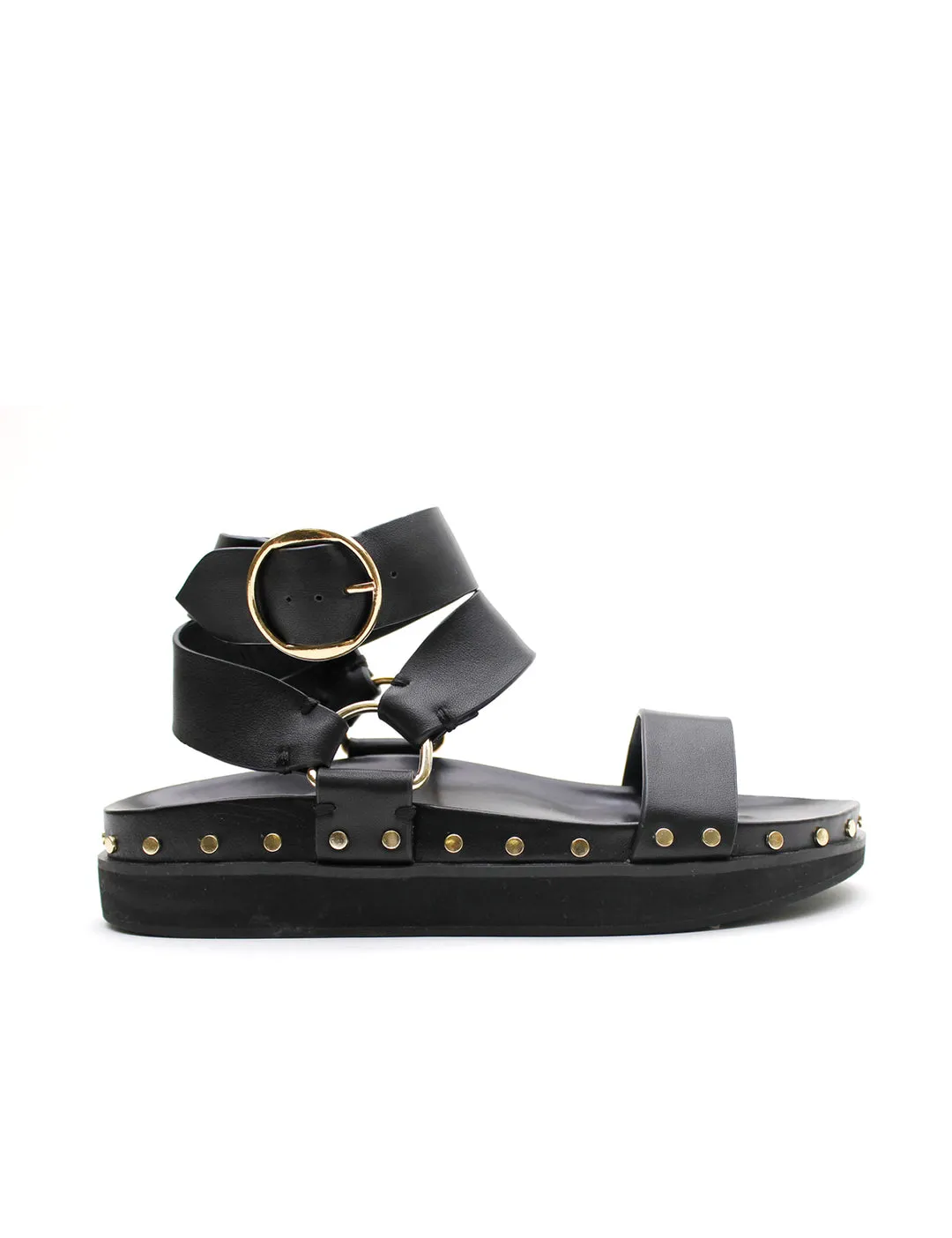 STUDDED SANDAL - BLACK/GOLD