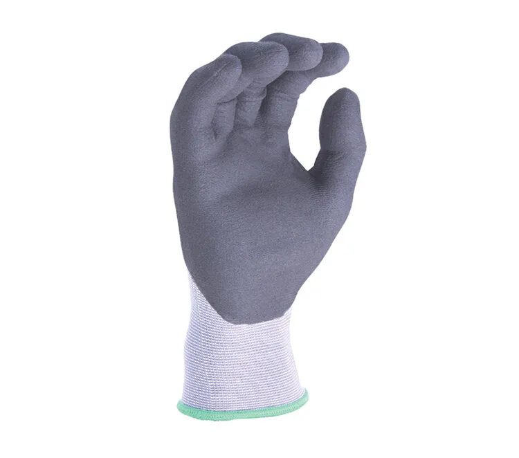 TASK GLOVES - Battle Fit - 15 Gauge Gray Gloves, Nylon shell, Black Micro-Foam Nitrile 3/4 coated - Quantity 12 Pair