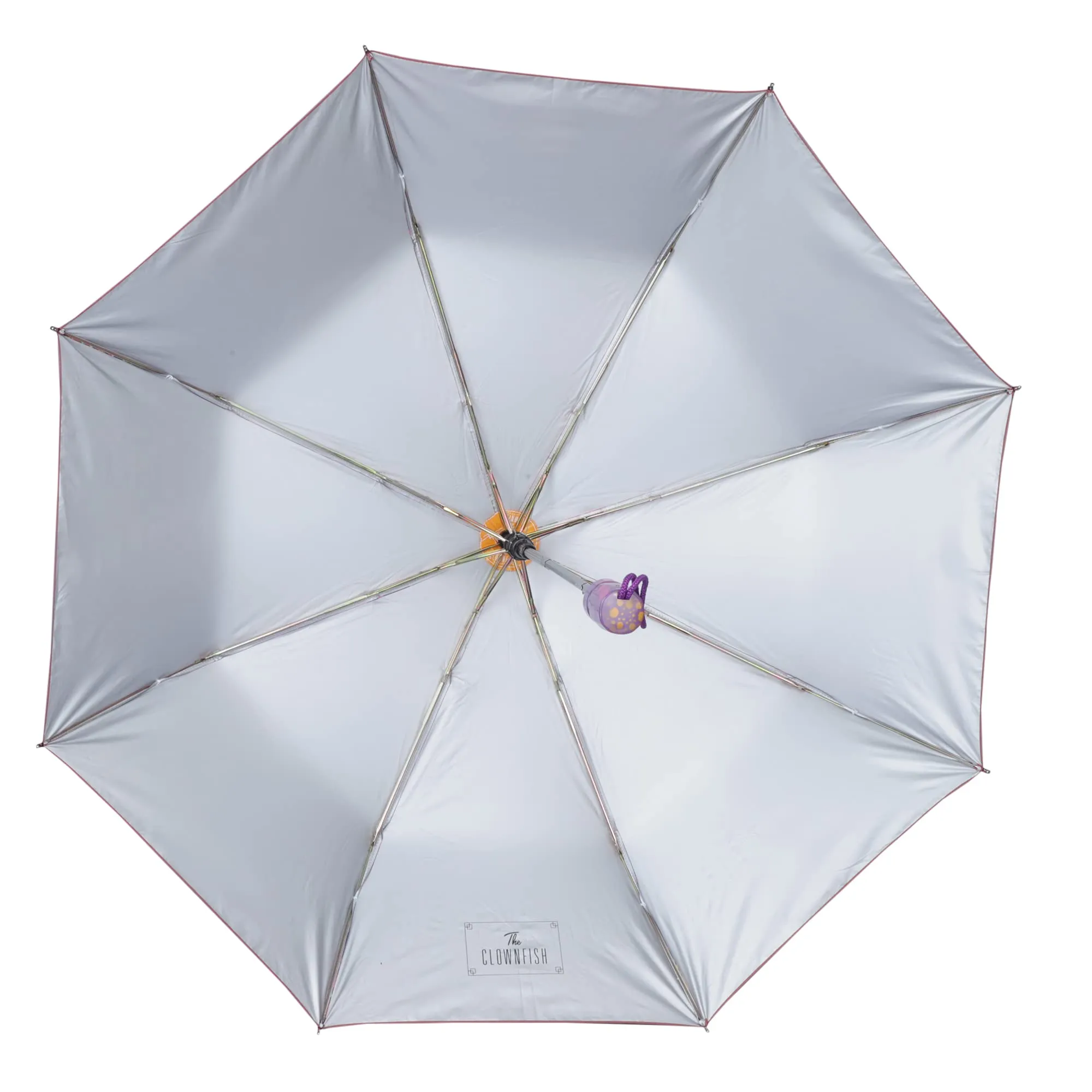 THE CLOWNFISH Umbrella Polka Dot Series 3 Fold Auto Open Waterproof Water Repellent Nylon Double Coated Silver Lined Umbrellas For Men and Women (Purple with Peach border)