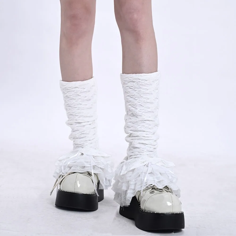 Tiered Ruffled Ballet-Inspired Flare Leg Warmers